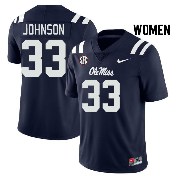 Women #33 Antione Johnson Ole Miss Rebels College Football Jerseys Stitched Sale-Navy - Click Image to Close